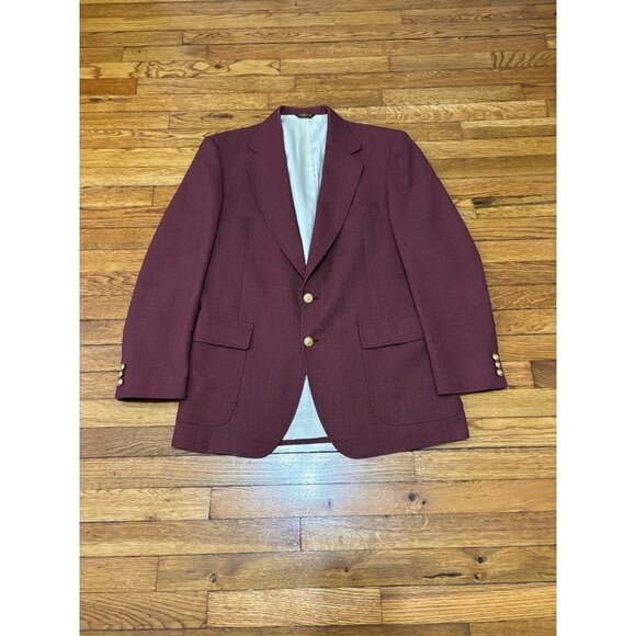 Adams Row Mens Sport Coat Size 42L Burgundy Poly Wool 2 Button Blazer Jacket - Picture 1 of 6